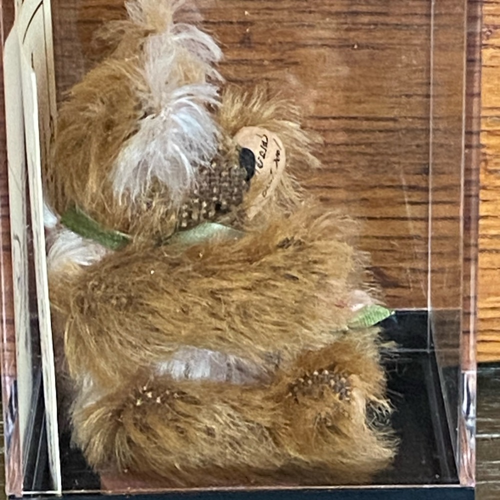 Handcrafted Mohair Teddy Bear with Green Ribbon - Picture 3 of 6